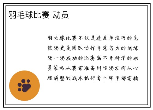 羽毛球比赛 动员