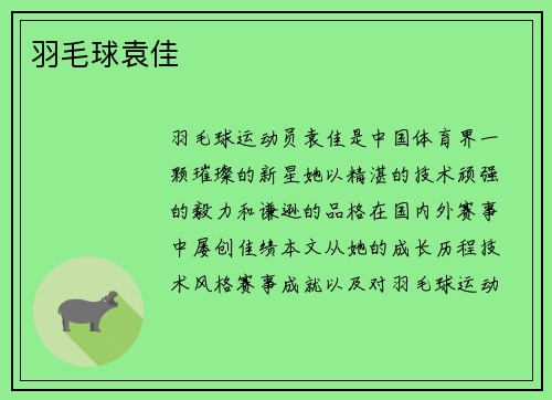 羽毛球袁佳